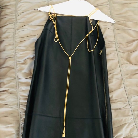 Alexis Black Leather Runway Cocktail Dress - Picture 6 of 8